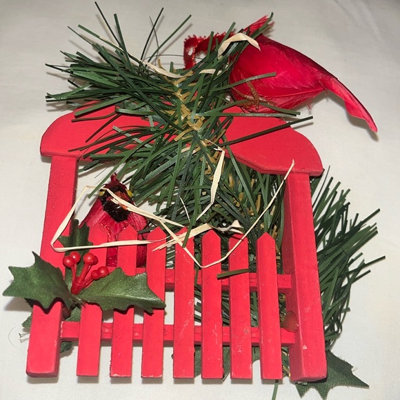 Cardinals on a Fence Christmas Ornament - Picture 1 of 2